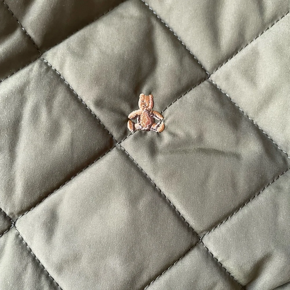 GAP Olive Quilted Jacket with Brown Accents